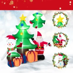 Costway 6.5-ft H Lighted Inflatable Christmas Tree, Snowman And Santa Claus -Cheap Northlight Store 332017595 AlternateImage2