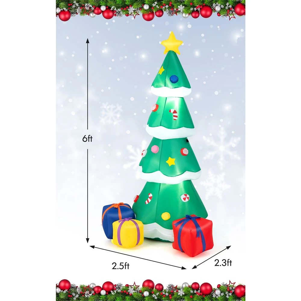 Costway 6-ft H Ligthed Inflatable Christmas Tree With Gift Boxes 2 Costway 6-ft H Ligthed Inflatable Christmas Tree With Gift Boxes - Image 2