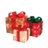 Northlight Set Of 3 10-in Red And Cream Gift Boxes Christmas Decoration With Lights