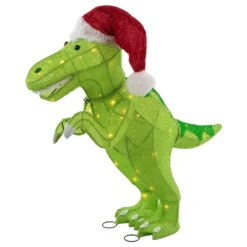 Northlight 30-in Santa T-Rex Dinosaur Outdoor Christmas Decoration With LED Lights