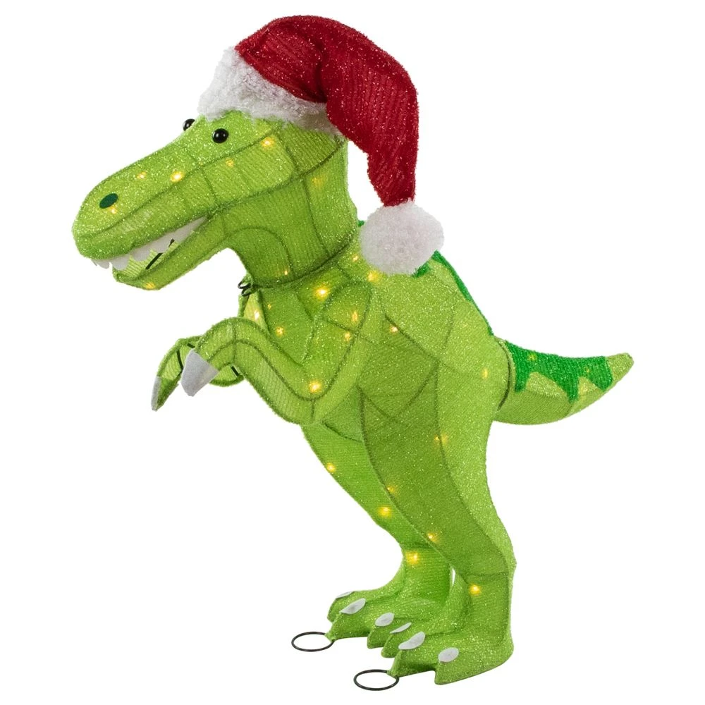 Northlight 30-in Santa T-Rex Dinosaur Outdoor Christmas Decoration With LED Lights 1 Northlight 30-in Santa T-Rex Dinosaur Outdoor Christmas Decoration With LED Lights