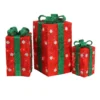 Northlight Set Of 3 18-in Freestanding Red Gift Boxes Christmas Decor With Lights