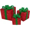 Northlight Set Of 3 10-in Tinsel Gift Boxes Christmas Decoration With Lights