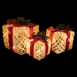 Northlight Set Of 3 9.75-in White Rope Gift Box Christmas Decoration With Lights -Cheap Northlight Store 332017764 AlternateImage4
