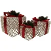 Northlight Set Of 3 9.75-in White Rope Gift Box Christmas Decoration With Lights