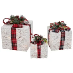 Northlight Set Of 3 12-in Red Plaid Gift Boxes Outdoor Christmas Decoration With Lights -Cheap Northlight Store 332017770 AlternateImage3