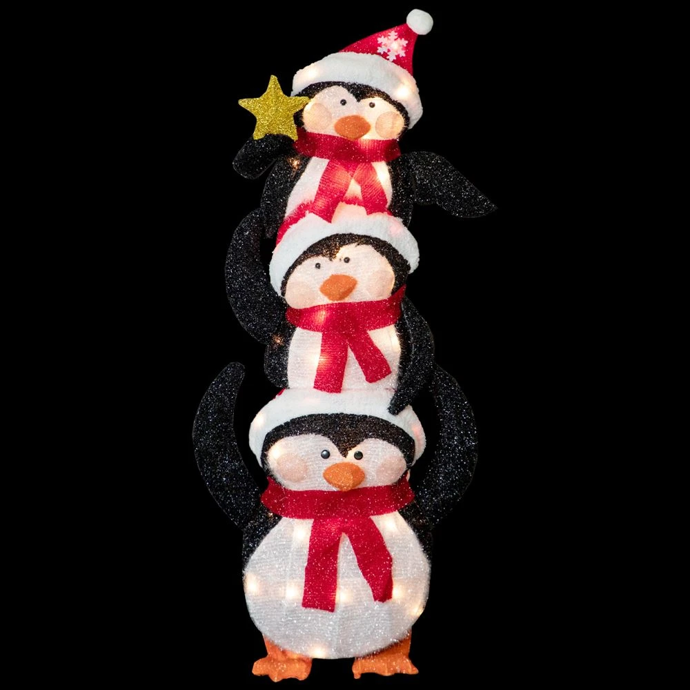 Northlight 41-in Stacked Penguin Family Christmas Decoration With Lights 3 Northlight 41-in Stacked Penguin Family Christmas Decoration With Lights - Image 3
