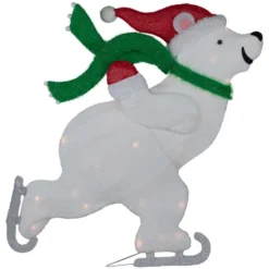 Northlight 36.25-in Skating Polar Bear Christmas Decoration With Lights