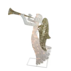 Northlight 48-in Silver And Gold Trumpeting Angel Christmas Decoration With Lights