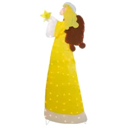 Northlight 72-in Yellow Chenille Angel Outdoor Christmas Decoration With Lights