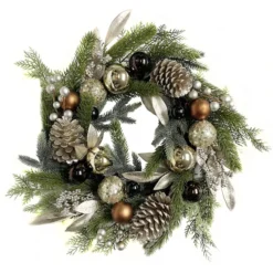 Holiday Living Christmas Artificial Wreath Copper And Gold 24-in